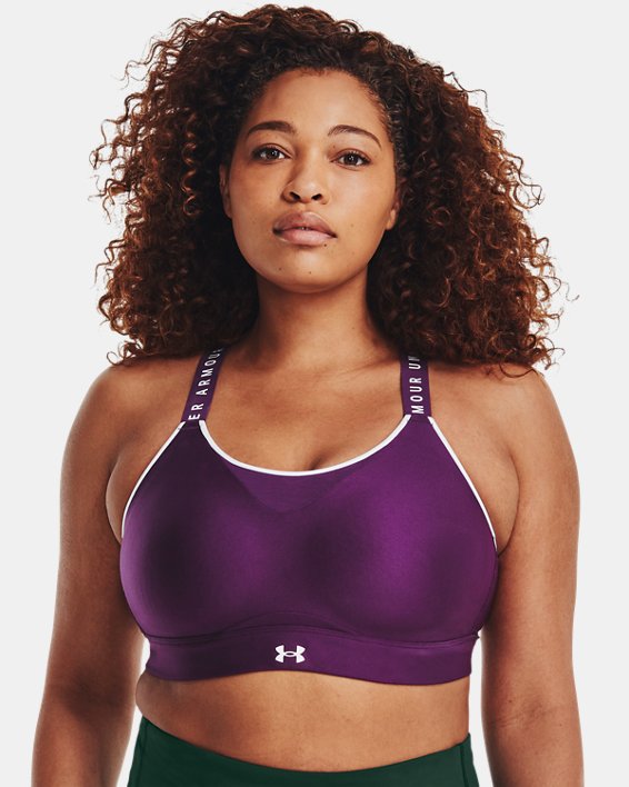 Women's UA Infinity High Sports Bra, Purple, pdpMainDesktop image number 4